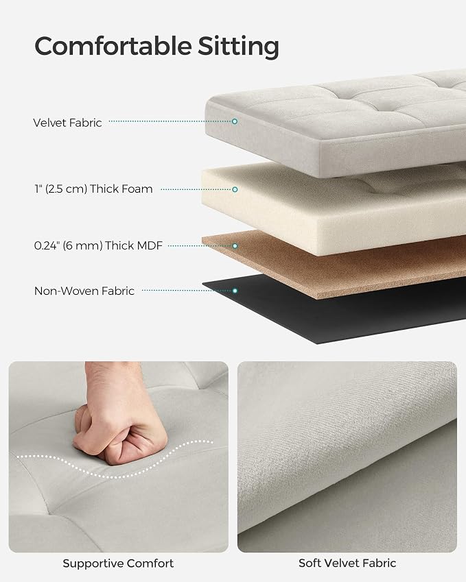 SONGMICS Storage Ottoman, Foldable Small Ottoman Foot Rest, 12.2 x 16.1 Inches - Image 4