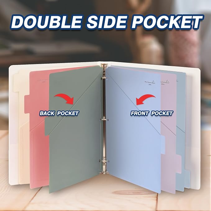 H4D 6-Tab Plastic Binder Dividers, 2 Pockets, Pastel Colors, 4 Sets | Made of - Image 4
