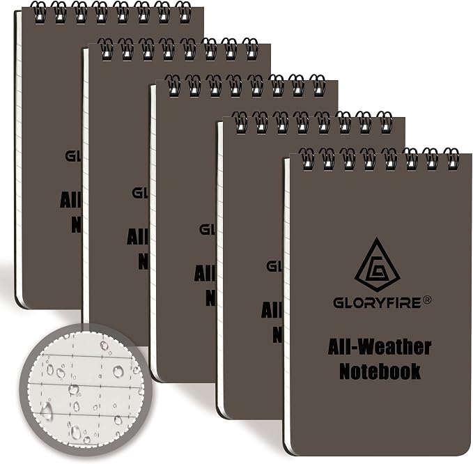 GLORYFIRE Waterproof Notebook Tactical All-Weather Spiral Memo Paper Notepad by GLORYFIRE