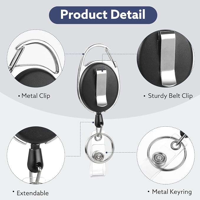 10 Pack Badge Reels Retractable ID Badge Holder - Image 4