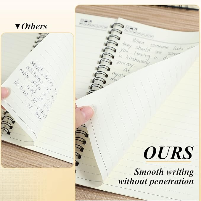 12 Pack Small Spiral Notebook A5 Lined College Ruled Spiral Journal Notebook 5.5 x 8.3 Inch Kraft Cover, 120 Pages for Work Students Office Business(Brown, Black)-DeskLoop Office