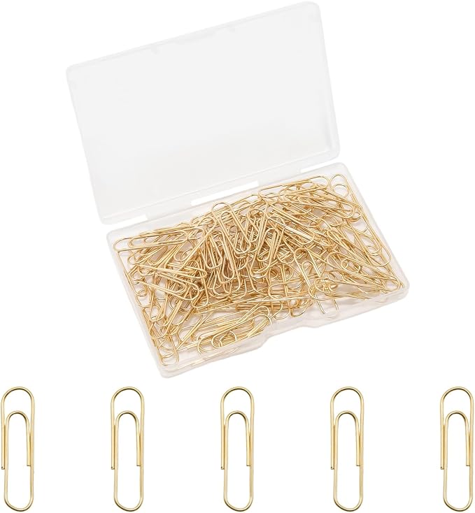 100 Pcs Gold Paper Clips, 1.1 Inch Colorful Paperclips | Colored Paper Clips by Unknown