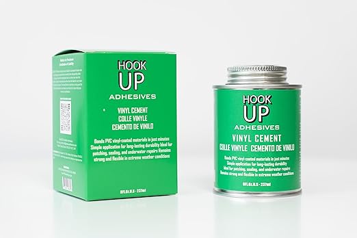 HOOK UP 8 OZ Adhesives, Premium Waterproof Vinyl Cement Glue for Pool Repairs & Inflatable Items Fast-Drying, Strong Bonding Adhesive Ideal for Vinyl, PVC, Upholstery, Tarps, Hot Tubs, Air Mattresses-DeskLoop Office