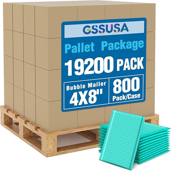 GSSUSA Teal Bubble Mailers 4x8 Inches 19200 Pack, Usable Size 4X7" Bubble by GSSUSA