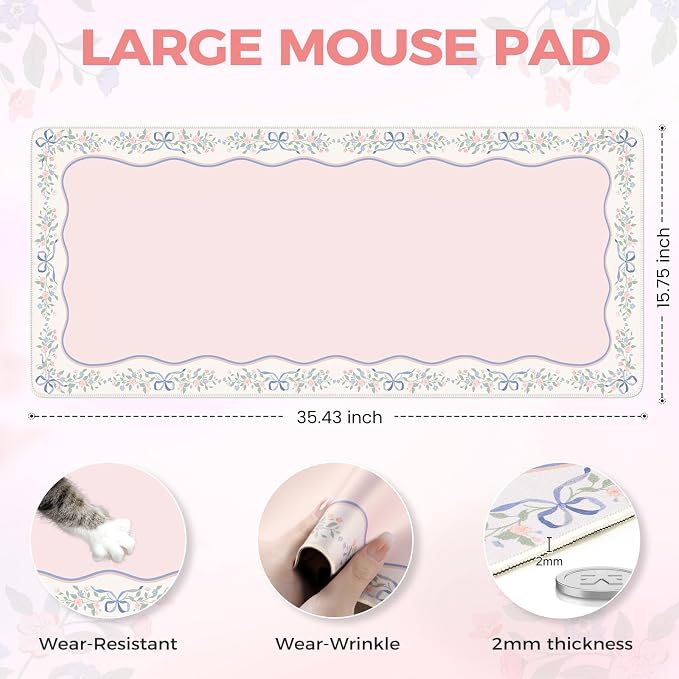 iCasso Pink Desk Mat, Cute Desk Pad - Image 2