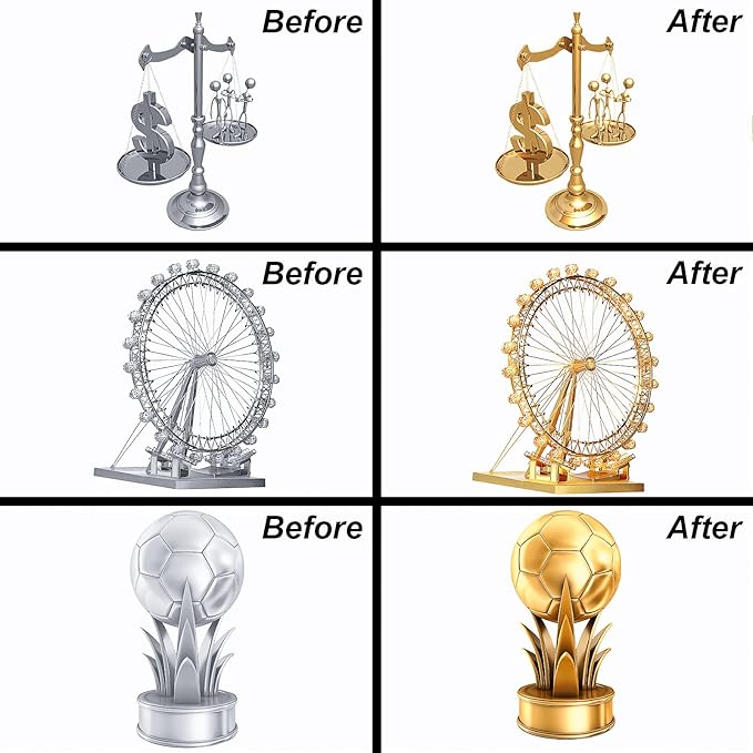 3Pcs Gold Liquid Mirror Chrome Markers, Permanent Reflective Metallic Gold Paint Pen, High Gloss Car DIY Model Painting, Touch Up Repair Kit for Plastic Metal Glass Fabric Ceremic Resins-DeskLoop Office