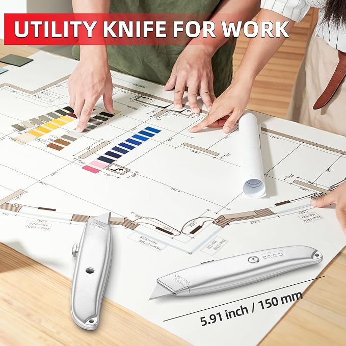 DIYSELF 30 Pack Box Cutter Heavy Duty Aluminium Shell Utility Knife | SK5 Steel - Image 6