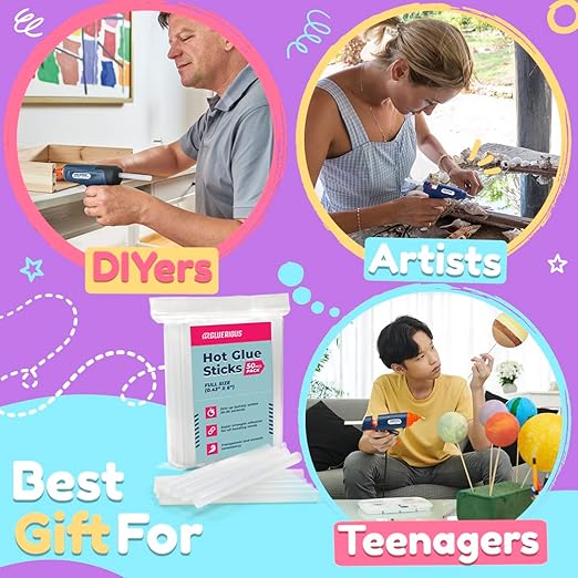 50pcs Full Size Hot Glue Sticks for Large Glue Gun, 0.43x6 inches Large Glue Sticks, Bulk-Pack for Arts Crafts DIY Fabric Gluing & More-DeskLoop Office