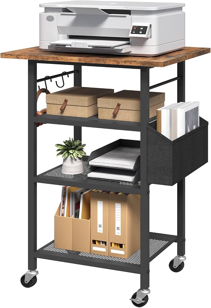 MAHANCRIS 4-Tier Printer Stand, Rolling Printer Table on Wheels, Industrial by MAHANCRIS
