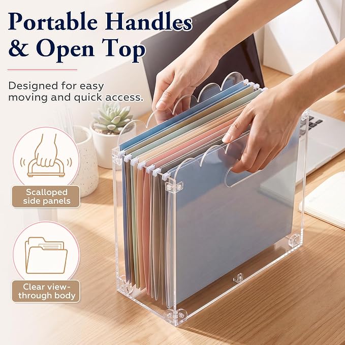 Jingmore Clear Acrylic File Organizer, Decorative Hanging File Box - Image 5