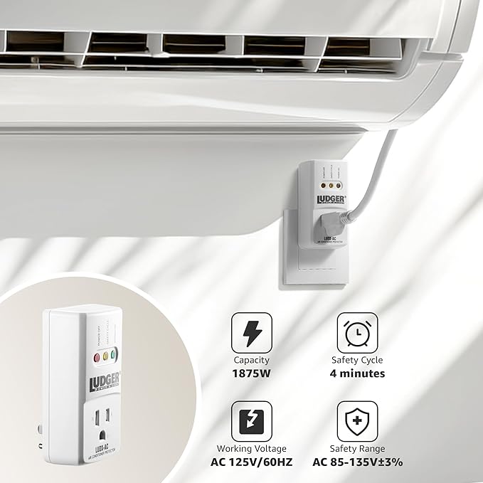 Ludger Power Surge Protector (LUDX-AC), ETL Certified, Reliable Protection, 4-Minute Safety Cycle, 3 Modes LED Indicator, 2/3 Prong Outlets, Fire-Resistant-DeskLoop Office
