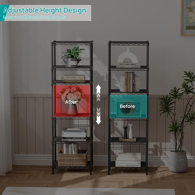 SINGAYE 6 Shelves Bathroom Organizers and Storage Shelf Wire Closet Metal - Image 7