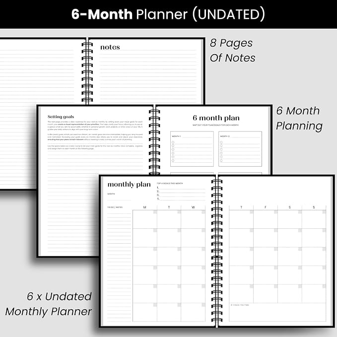 Undated Daily & Monthly Planner 2026-2027 | Hourly Schedule | Large 8.5" x 11" - Image 5