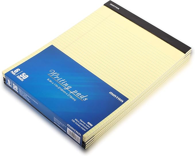 Mintra Office Legal Pads - ((BASIC CANARY 6pk, 8.5in x 11in, NARROW RULED))-DeskLoop Office