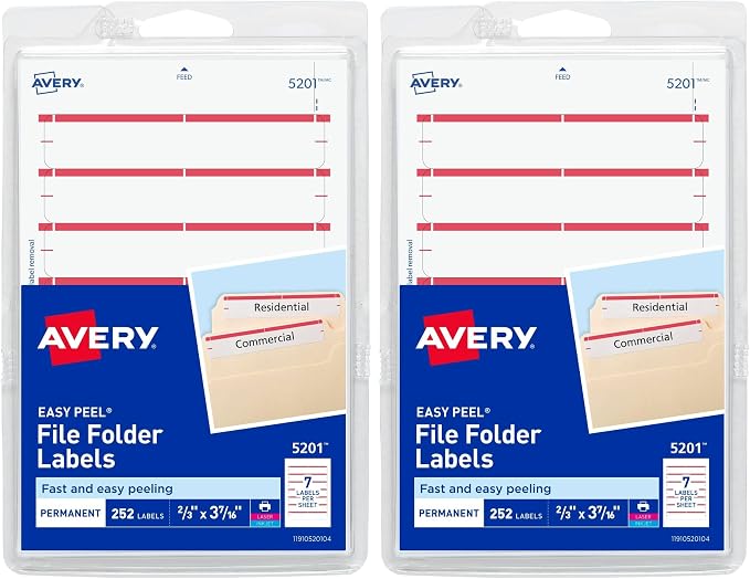 Avery File Folder Labels on 4" x 6" Sheets, Easy Peel, Print & Handwrite by Avery