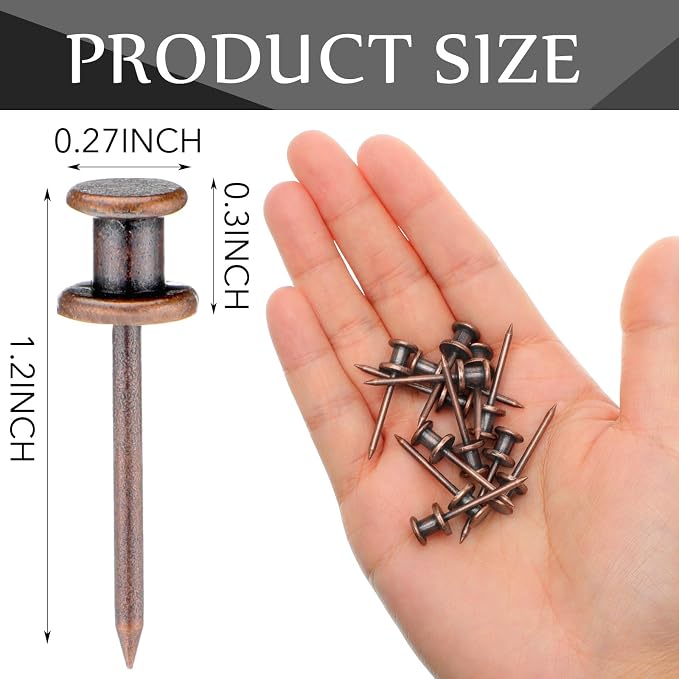 Watersay 50 Pcs Double Headed Picture Hanging Nails Long Push Pins - Image 2