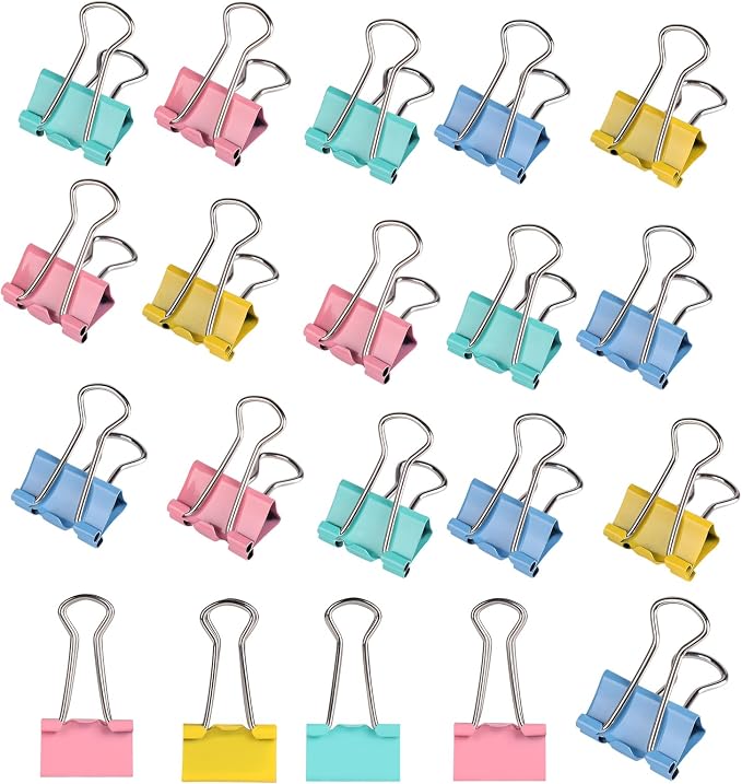 Ufmarine 40 Pcs Small Binder Clips 3/4 Inch Length, Colored Small Paper Clips by Ufmarine