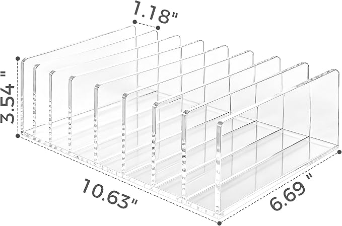 8 Compartments Clear Acrylic Mail Holder – Vertical Letter Sorter & - Image 2