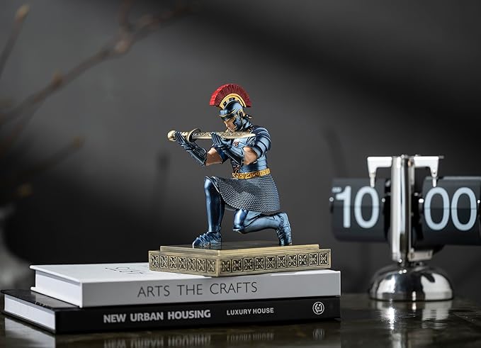 Roman Praetorian Warrior Knight Pen Holder Desk Ornament Resin Pencil Holder Desk Accessories and Organizer for Office with a Letter Opener (Blue)-DeskLoop Office