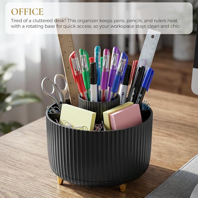 KONVINIT Pencil Pen Holder for Desk, 5 Slots 360 - Image 8