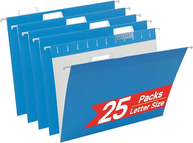 VZCPYTPM 25 Pack Hanging File Folders Letter Size, Reinforced Rods by OfficeSuppliesDirect