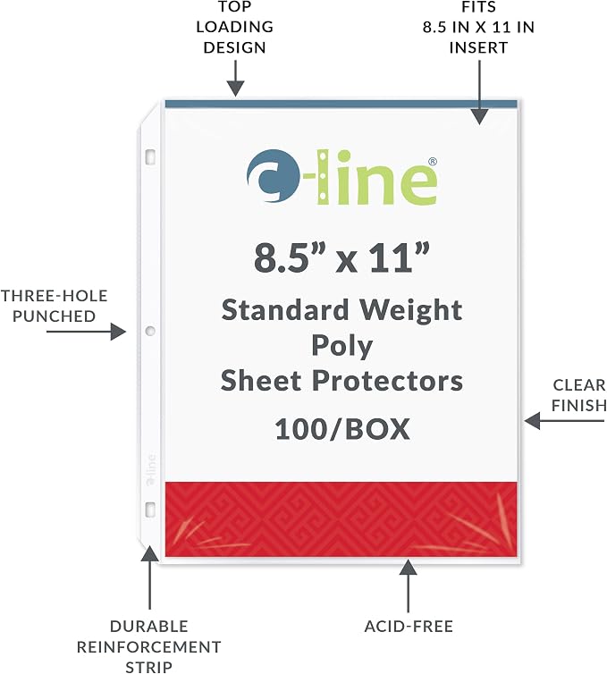 C-Line Top Loading Standard Weight Poly Sheet Protectors, 8.5 x 11 Inches - Image 5