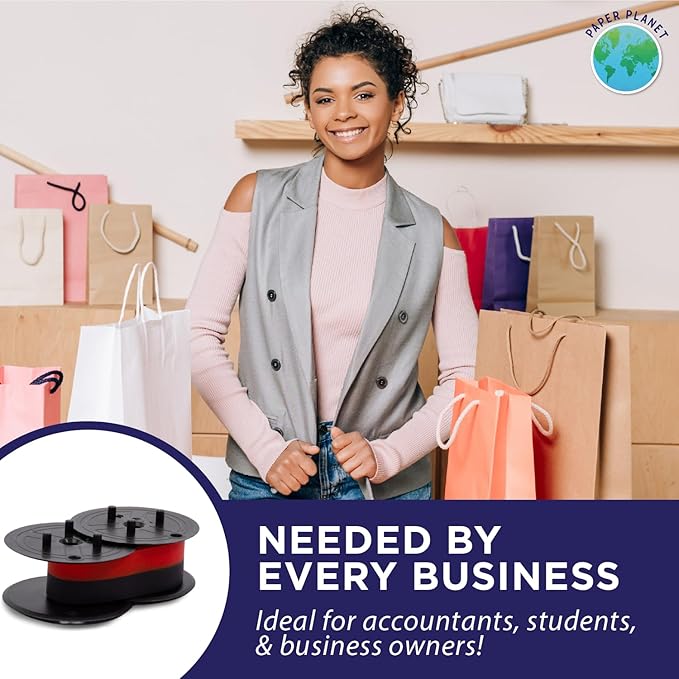 Red and Black Printing Calculator Ribbons Compatible with GR24 by Paper Planet | Replacement Adding Machine Ink Ribbon Compatible with Sharp EL 1197PIII Adding Machine | 6 Pack-DeskLoop Office