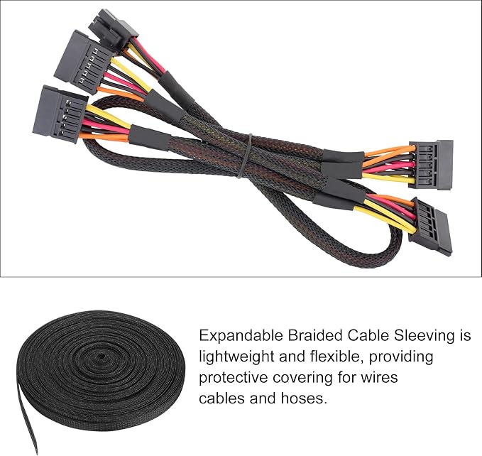 100ft PET Expandable Wire Loom 1/2 Inch, PET Braided Wire Sleeving Cable - Image 5