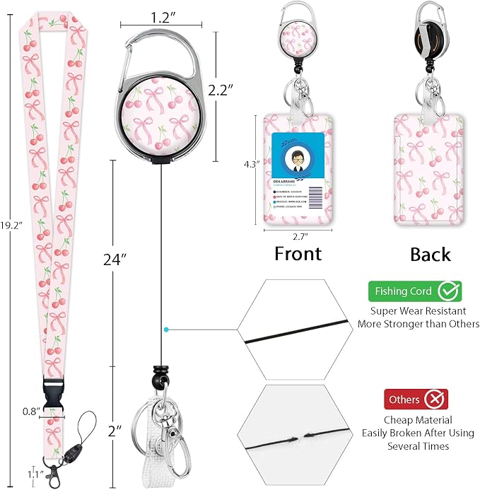 Giancomics Lanyards for Id Badges Cute, Girly Bowknot Lanyard - Image 5