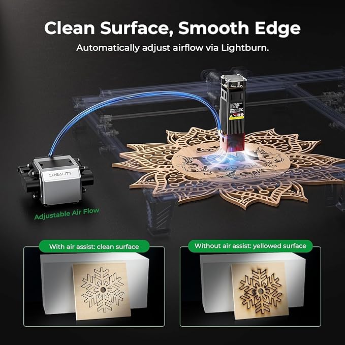 CREALITY FALCON 10w Laser Engraver with Air Assist, Laser Engraving Machine with Rotary Roller, 72W High Precision Laser Cutter and Engraver for Wood, Metal, Acrylic, Cylindrical Objects, Tumblers-DeskLoop Office