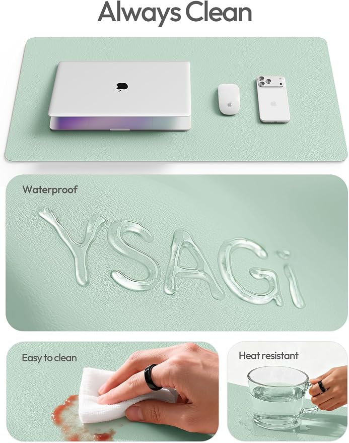 YSAGi Leather Desk Protector, Office Mat, Large Mouse Mat, Non-Slip PU Leather - Image 7