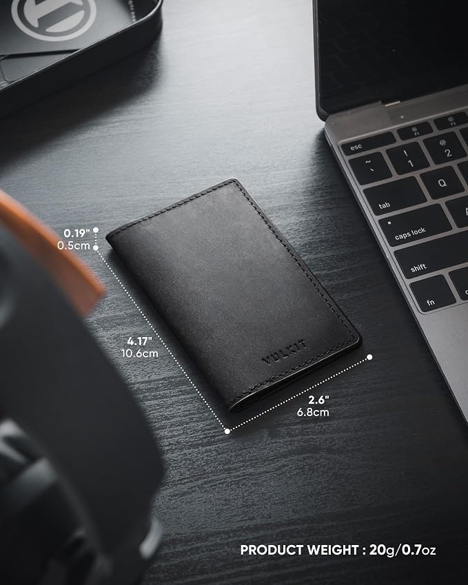 VULKIT Genuine Leather Business Card Holder 2 Sided Slim Business Name Card - Image 5