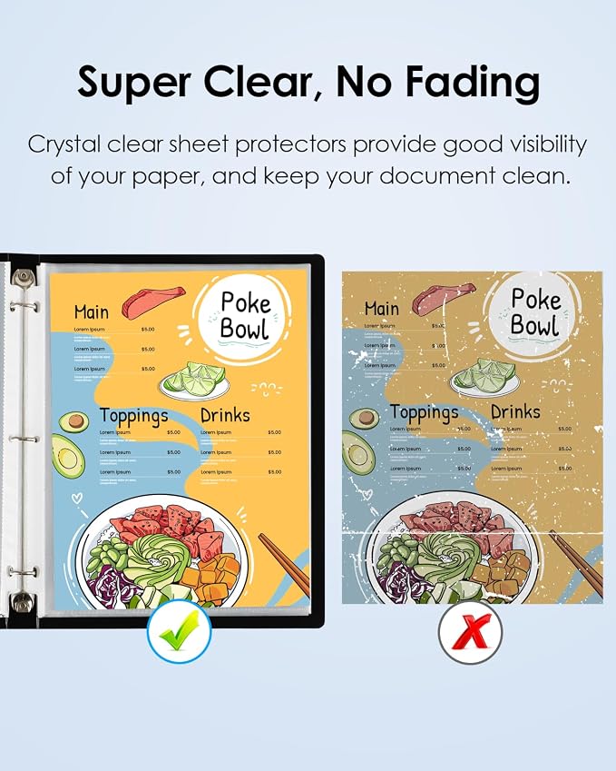KTRIO Sheet Protectors for 3 Ring Binder 600 Pack, Plastic Sleeves 8.5 x 11 | - Image 5