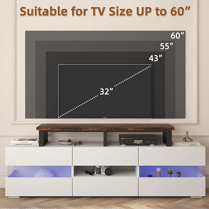 45" Large TV Riser for 32-60 inch TV, TV Riser Stand Shelf with Steel Legs,Tabletop TV Stand Riser for Home Office,Rustic Brown-DeskLoop Office