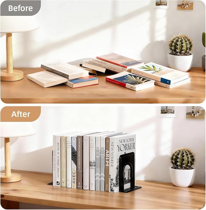 HappyHapi Book Ends, Bookends for Shelves, Book Ends for Heavy Books Holders - Image 6