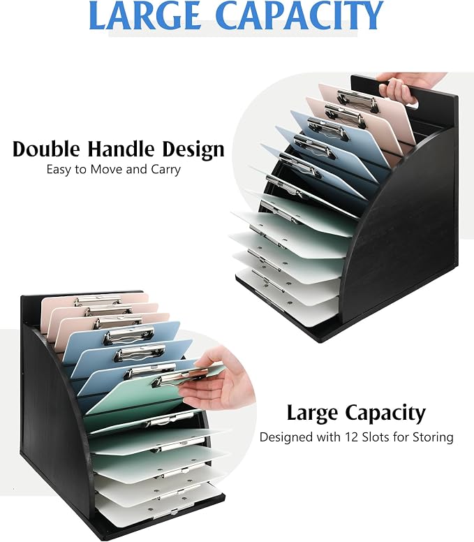 HULISEN Clipboard Holder, Wooden Clipboard Organizer - Image 2
