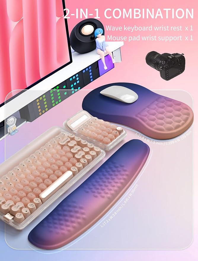 Hokafenle 2in1 Combination, Wave Keyboard Wrist Rest and Ergonomic Curvature - Image 5