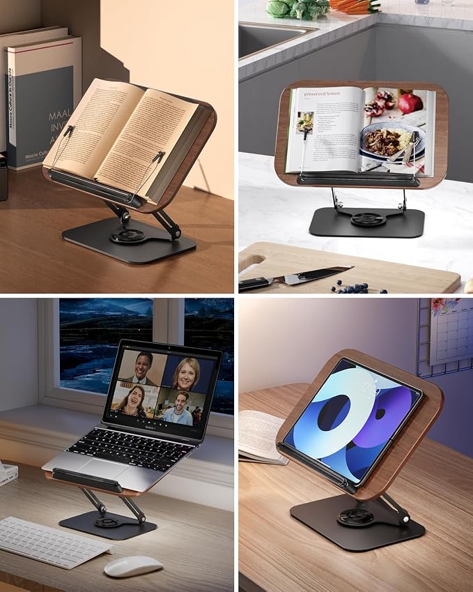 Viozon Book Stand for Reading, Book Holder, Height&Angle Adjustable, 360° - Image 3