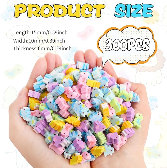FOIMAS 300pcs Mini Dinosaur Erasers - Image 3