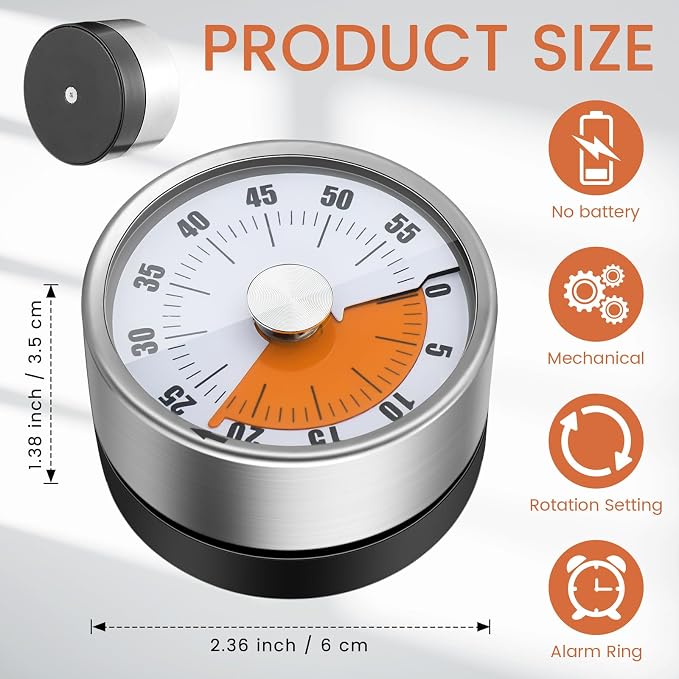 6 Pcs 60 Minute Visual Kitchen Timer Small Classroom Timers - Image 2