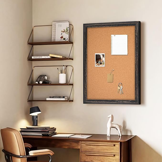 Cork Board Bulletin Board, Rustic Black Wooden Frame | Corkboard - Image 8