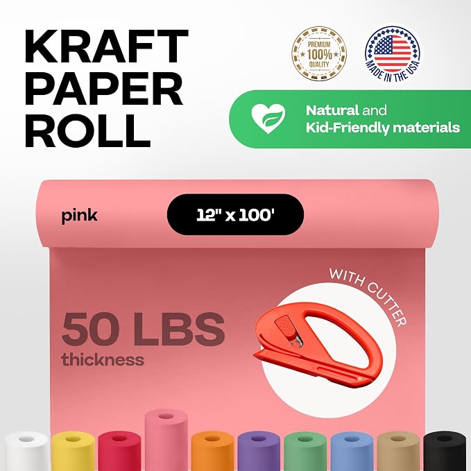 Pink Kraft Paper Roll 12" x 1200" - Image 2