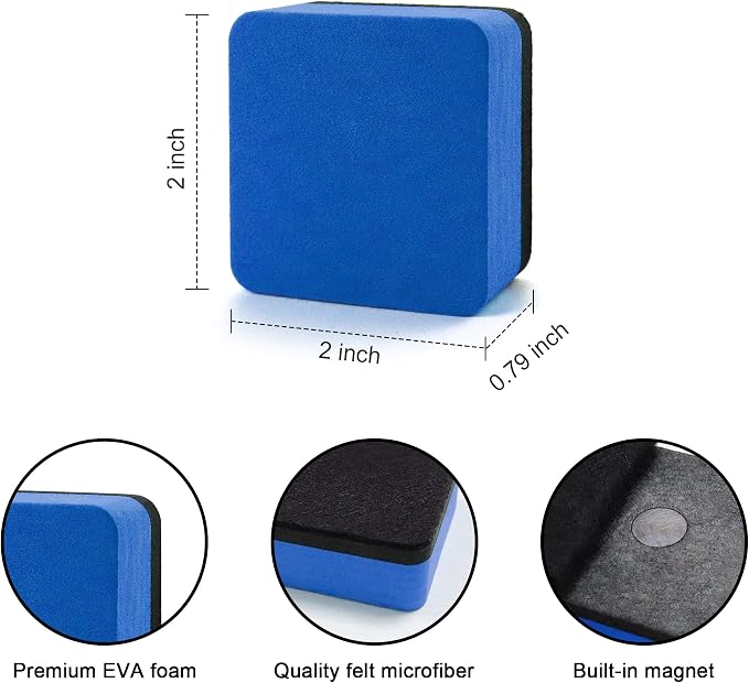 Dry Erase Erasers, IHPUKIDI 24 Pack Magnetic Whiteboard Dry Eraser Chalkboard - Image 2