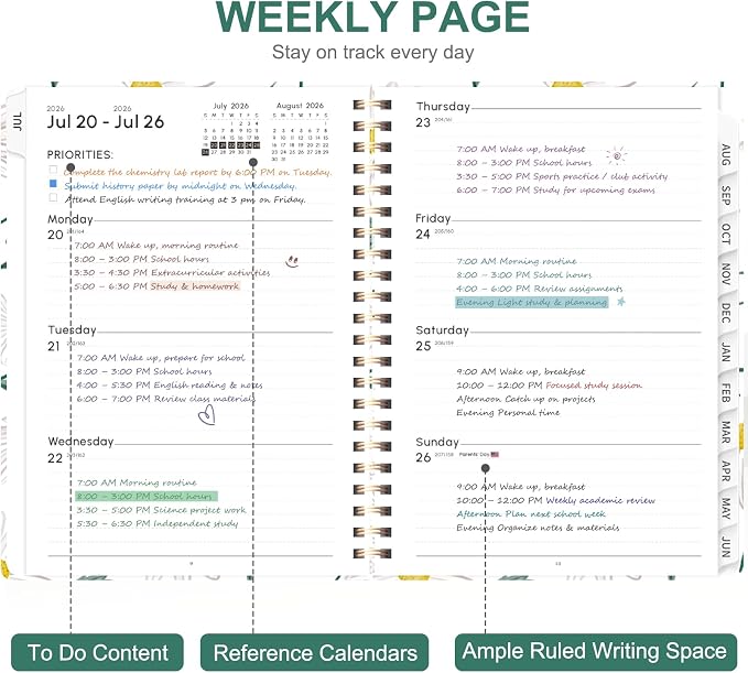 Planner 2026-2027, Weekly and Monthly Academic Year Calendar Planner, July 2026 - Image 2