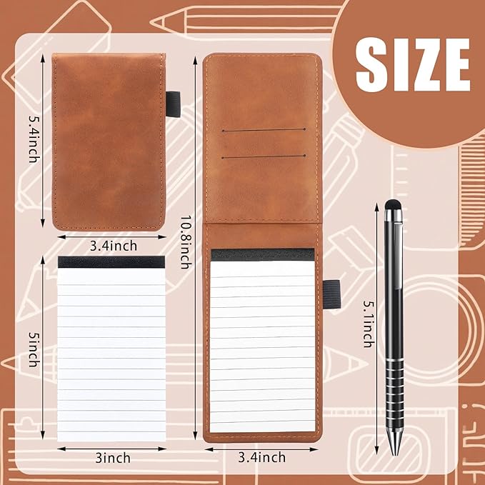 Outus 10 Pcs Mini Pocket Notepad Holder Set Included Small Leather Pocket - Image 2