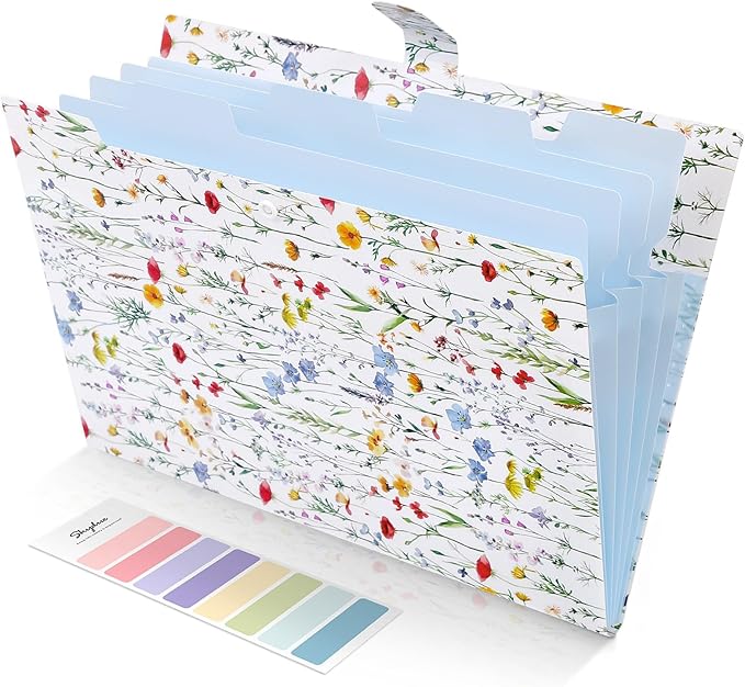 SKYDUE Accordion File Organizer, Floral Expanding File Folders by SKYDUE