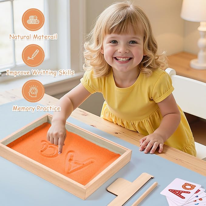 Montessori Sand Tray for Kids, Writing Play Sand Tray - Image 2