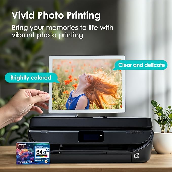 Remanufactured 64XL Ink Cartridges Black/Color Replacement for HP 64XL Ink Cartridge Combo Pack HP Ink 64 for Envy 7855 7858 7155 7800 6252 6255 7100 7164 7200e 7955e 7900e Tango X Printer-DeskLoop Office