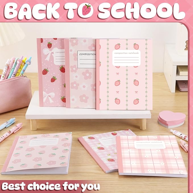 Harloon 6 Pack Composition Notebooks Wide Ruled Bulk Cute Pink Composition - Image 6