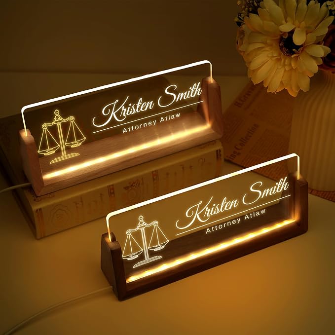 Custom Light Up Name Plate for Desk, Desk Name Plate Personalized - Image 2